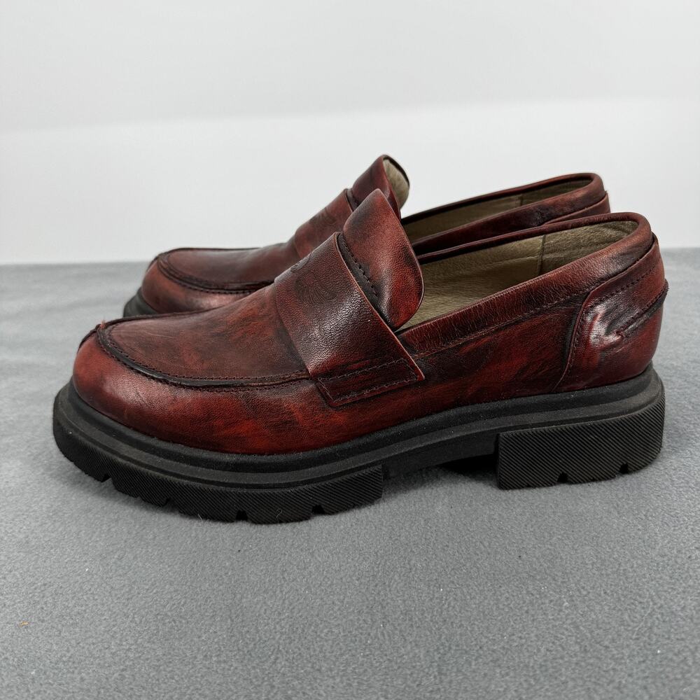 Sundance Catalog Casta Women Leather Wing Chunky Platform Loafers Shoes 39